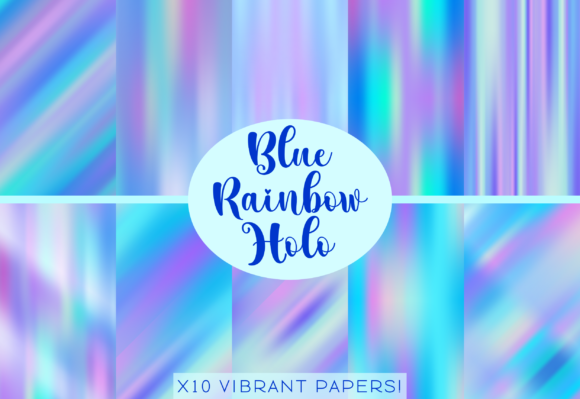Download Bright Blue Rainbow Holographic Papers - Holographic Collection